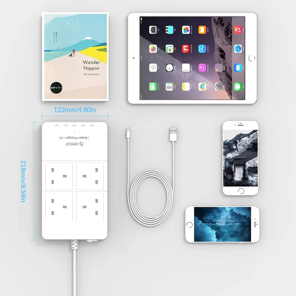 Умная usb лента ORICO с несколькими разъемами 4ac штепсельная вилка UK 5 портов зарядное