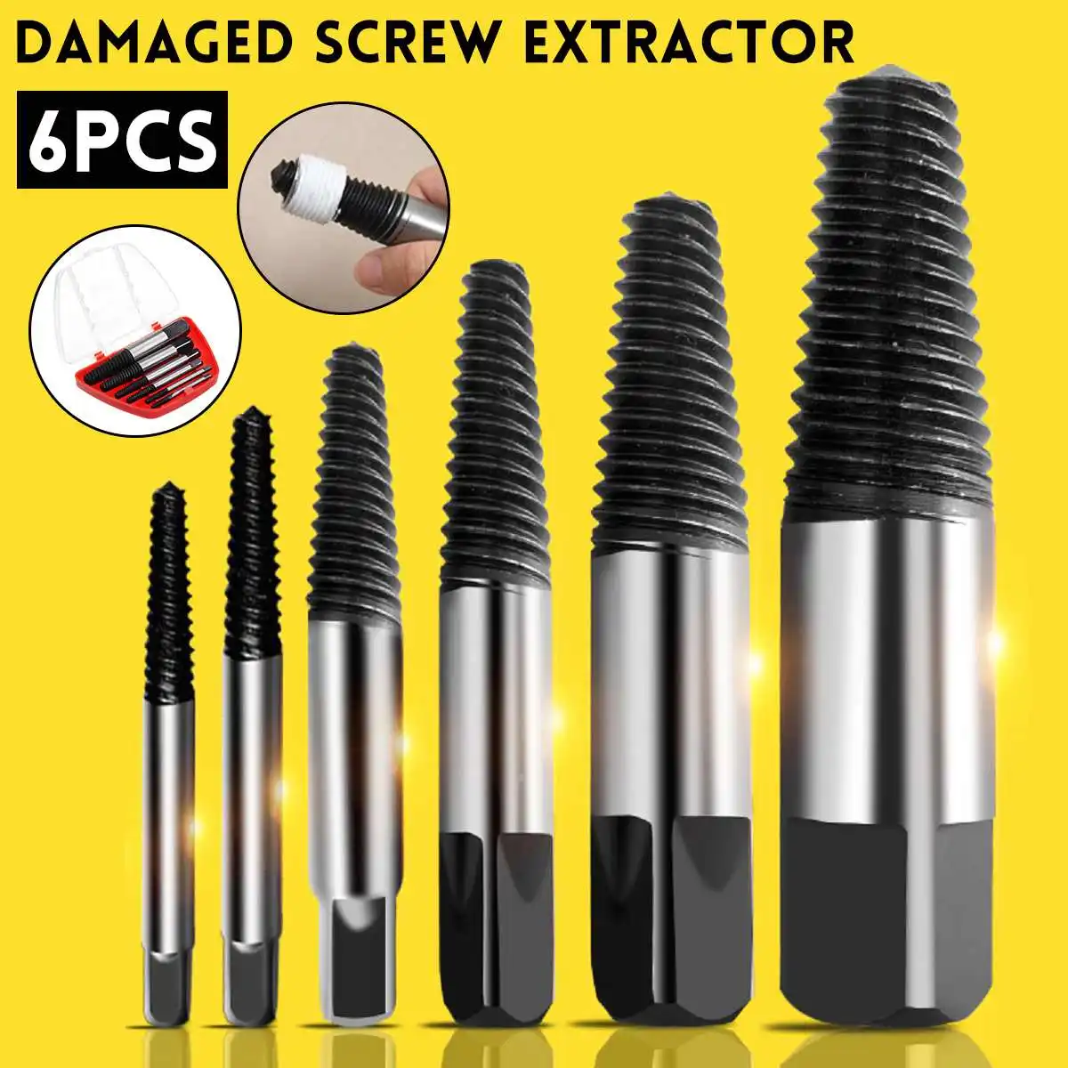 

6Pcs/set Steel Damaged Screw Extractor Drill Bit Broken Speed Out Guide Set Broken Bolt Remover Easy Out Power Tool Accessories