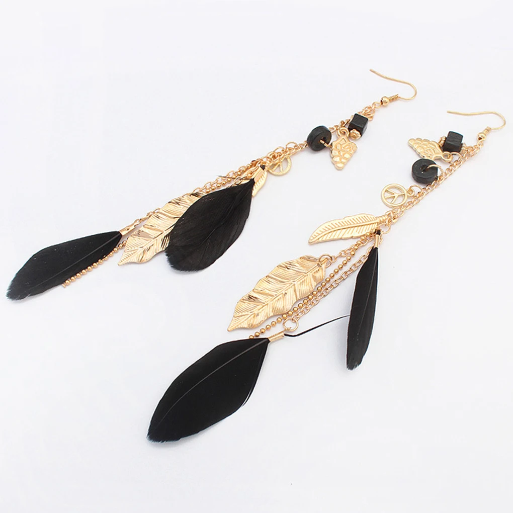 

1 Pair Summer Bohemian Vintage Feather Dangle Earrings Women Girl Leaves Drop Hanging Earrings