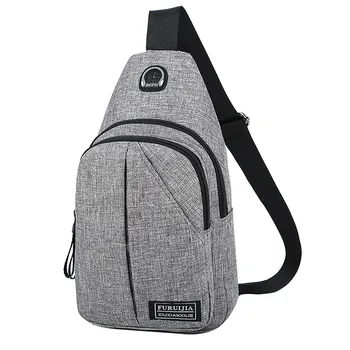 

Men Oxford Cloth Chest Bag Pure Color USB Canvas Waist Bag bolsas High Quality Casual Male Bags Fashion Casual Pockets pp