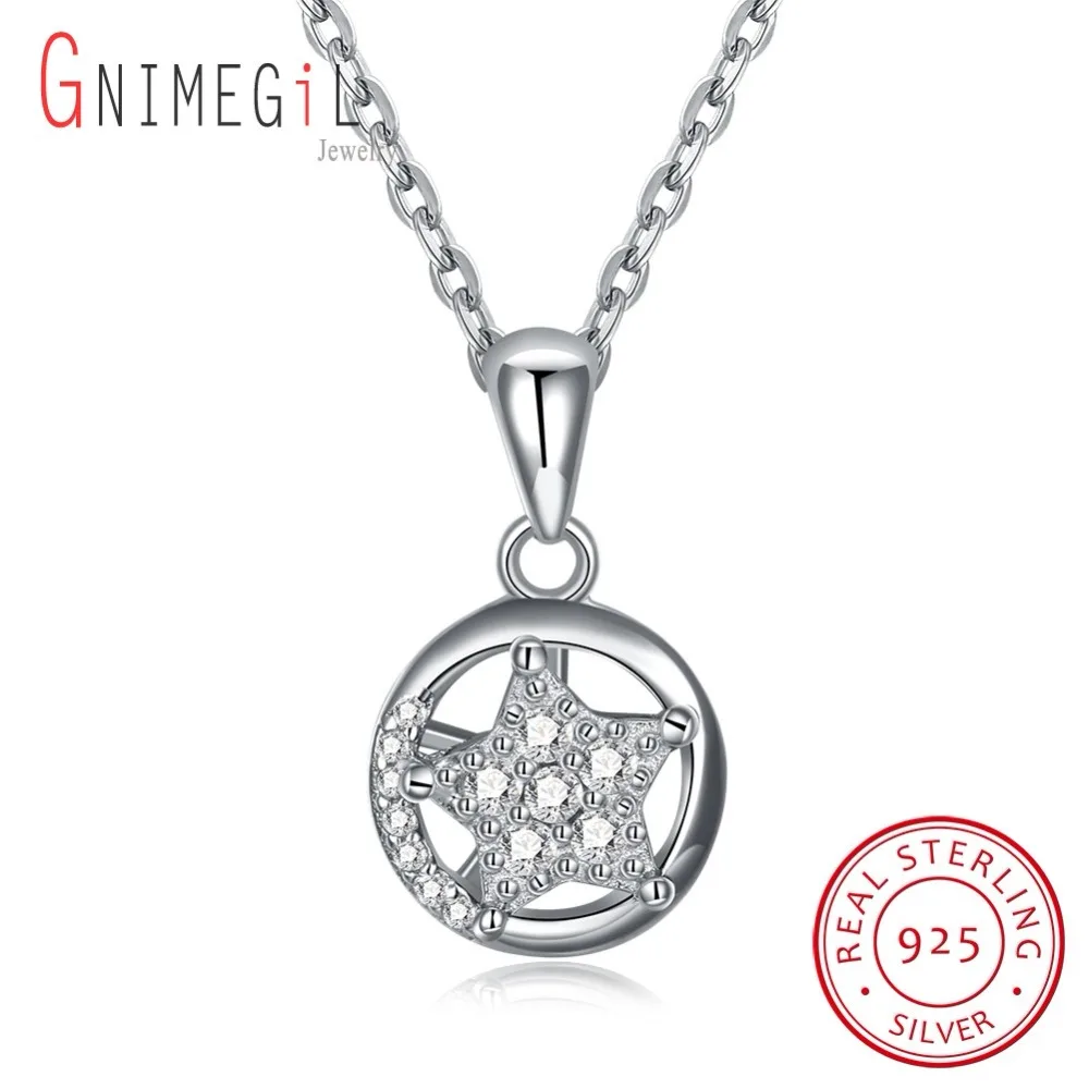 GNIMEGIL 925 Sterling Silver Star Necklace for Women Short Chain Star