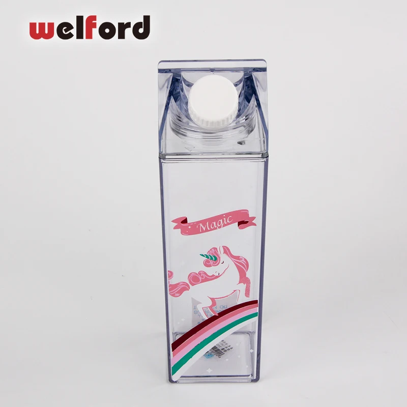 

1PCS 550ml Unicorn rainbow coffee mugs Multi-pattern juice Milk Box plastic drink Cup BPA Free for Girl student gift