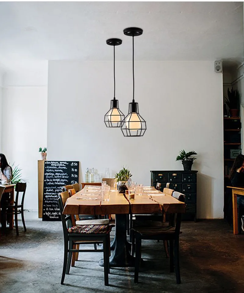Restaurante de Ferro v para Decoração Nordic Retro Industrial Pingente Luminárias Lâmpada E27 110 V-220 Loft Iluminação Luminária Led 5 v para decoração loft iluminação luminária