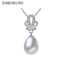 ZHBORUINI большие высококачественные жемчужные ювелирные изделия в форме капель АААА натуральный жемчуг 925 стерлингового серебра ювелирные изделия Подвески корона для женщин