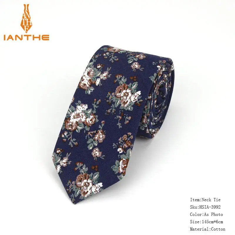 Брендовые Новые хлопковые мужские галстуки с принтом пейсли для шеи, узкий галстук, узкие галстуки с цветочным принтом - Цвет: Photo Color