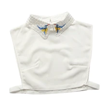 Корейский шифон, высокое качество, для женщин, вышивка в виде птицы, полые, ложный воротник, регулируемый, эластичный, поддельные, воротник-стойка