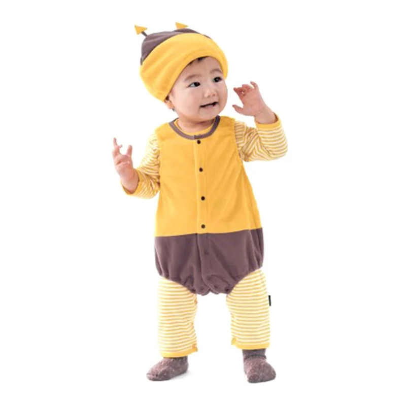 Милая, стильная Обувь для мальчиков Спортивный костюм для девочек + комбинезон + шляпа Хэллоуин Тыква Клубника Детские хлопковые комплекты