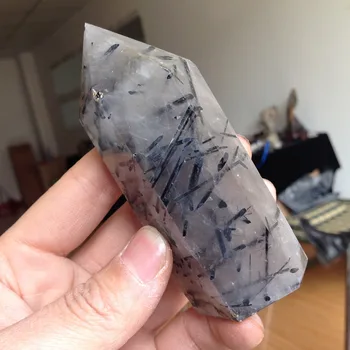 

TT158(223g) Natural Quartz Crystal Black Tourmaline Quartz Point Healing Wand home decoration accessories