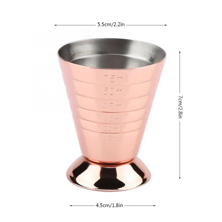 Rose gold Hign качество 75 мл Jigger чашка бар Shot коктейль вино бармен миксер мерная чашка кухня барная посуда инструменты - Цвет: Rose gold