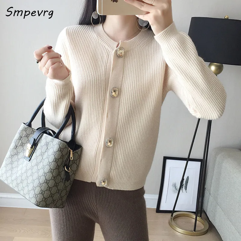 

Smpevrg 2018 spring cashmere sweater women sweaters short cardigans women knitted o-neck Long sleeves female cardigans coat tops