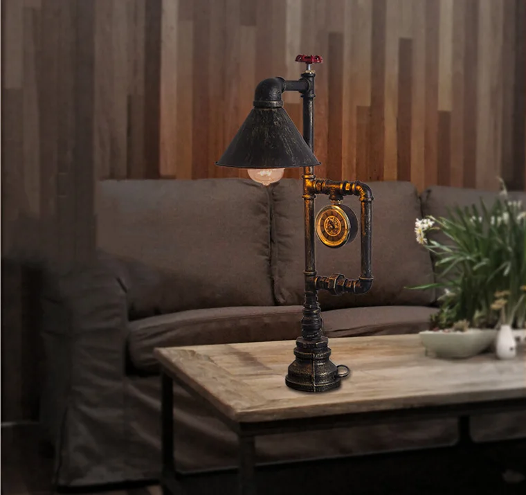 Творческой индустрии Ветер настольная лампа прикроватная спальнями офис исследование лампа ресторан кафе света гостиная E27 стимпанк свет стол