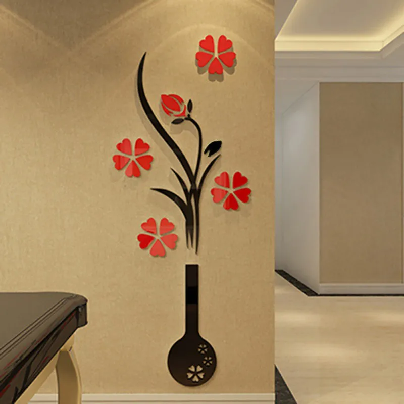 Buy 31*80cm Wall Stickers Acrylic 3D Plum Flower Vase