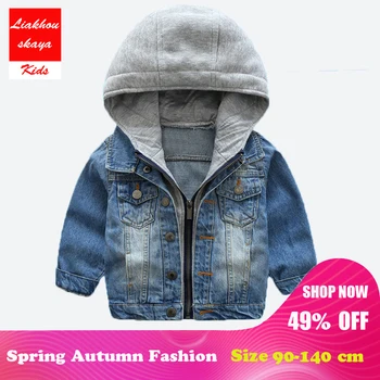 

Liakhouskaya 2018 Hot Sale Baby Kids Boys Jean Denim Jackets Coat Classic Zipper Hooded Outerwear Children Clothing For Spring