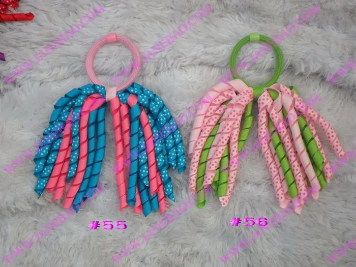 

free shipping 200pcs korker ponytail holders streamer to mix color corker pony streamer colorful