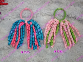 

free shipping 200pcs korker ponytail holders streamer to mix color corker pony streamer colorful