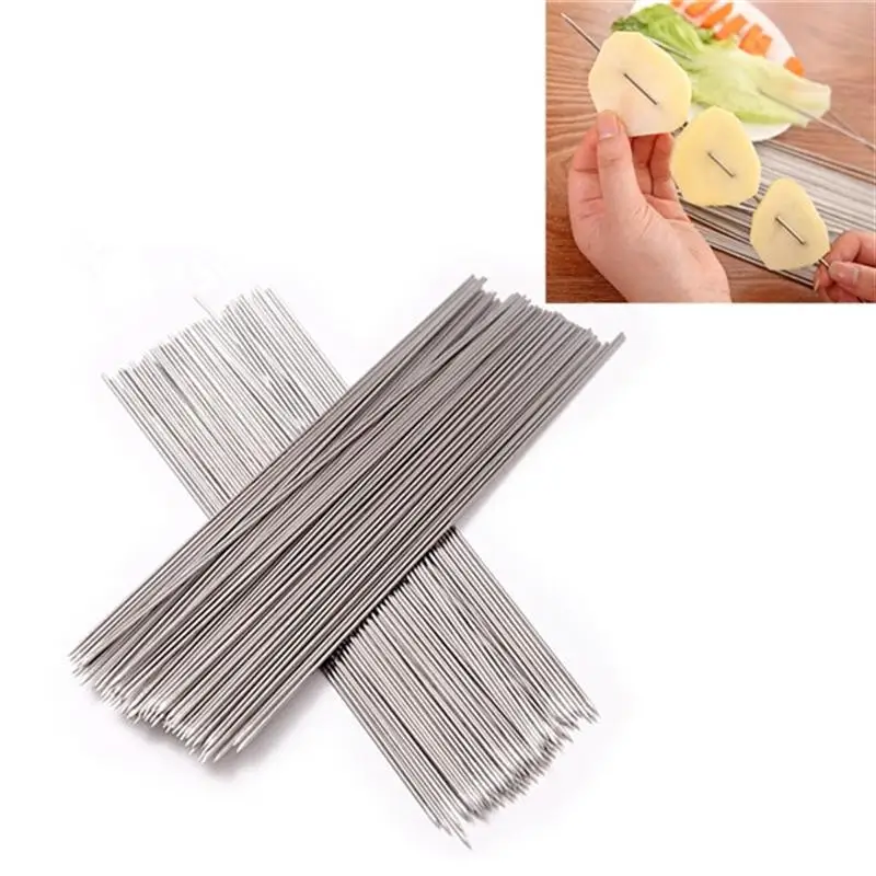 100pcs 1.85mm*38.5cm Stainless Steel Barbecue Grilling BBQ Needles
