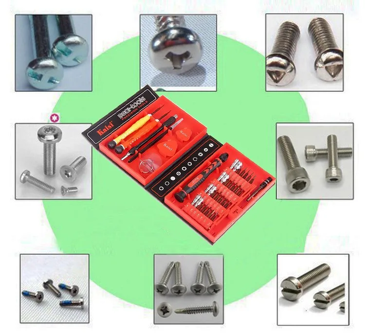KAISI Набор отверток 38 в 1 Инструменты Высокое качество S2 легированная сталь прецизионные инструменты для обслуживания телефона iPhone, ipad, mac
