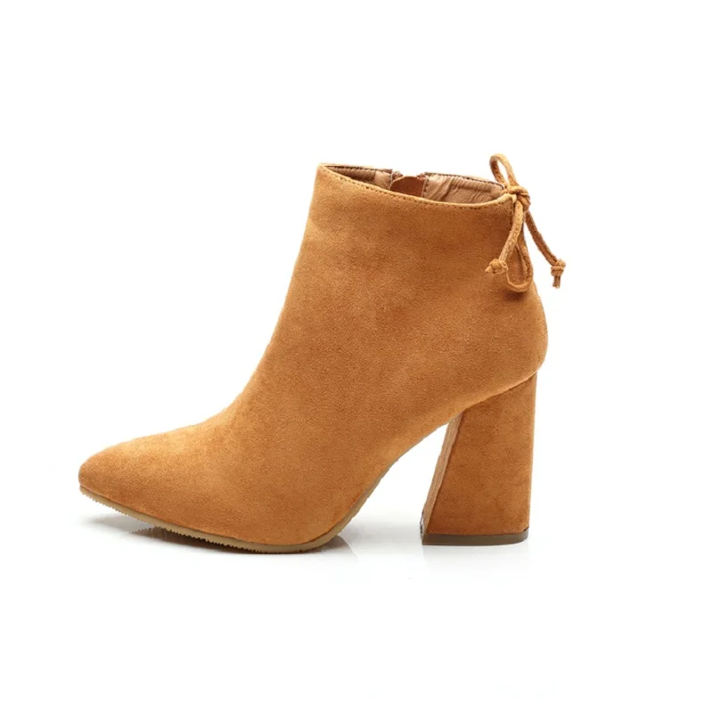 

2018 autumn and winter pointed thick with foreign trade models high-heeled explosions cashmere women's boots orange 1121