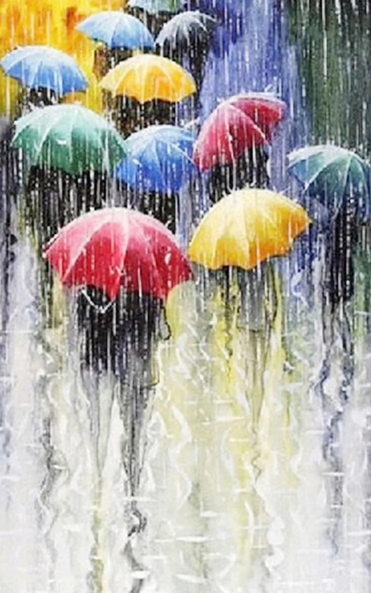 Rainy umbrella Night oil painting Super Cheap Full Diamond Painting
