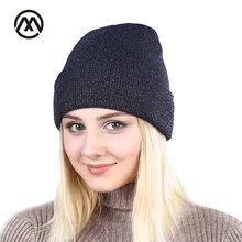 New shine gold silver hat Autumn Winter turban beanie Hat For Warm Women Casual Knitted Hat Female Skullies Beanies Colorful cap