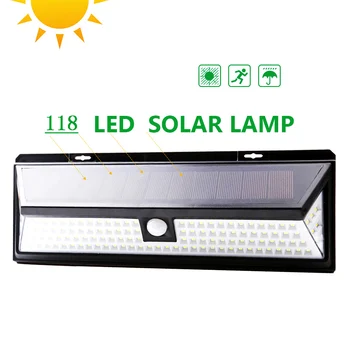 

30/118 LED Solar Powered Lamp PIR Motion Sensor Rechargeable Wall Light Waterproof Energy Saving Outdoor Garden Yard Lamps