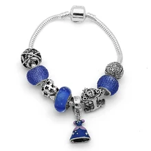 Friendship Bracelets for Women Luxury Brand Silver Dress Pendant Bracelets with European Beads Girl Bracelet Jewelry
