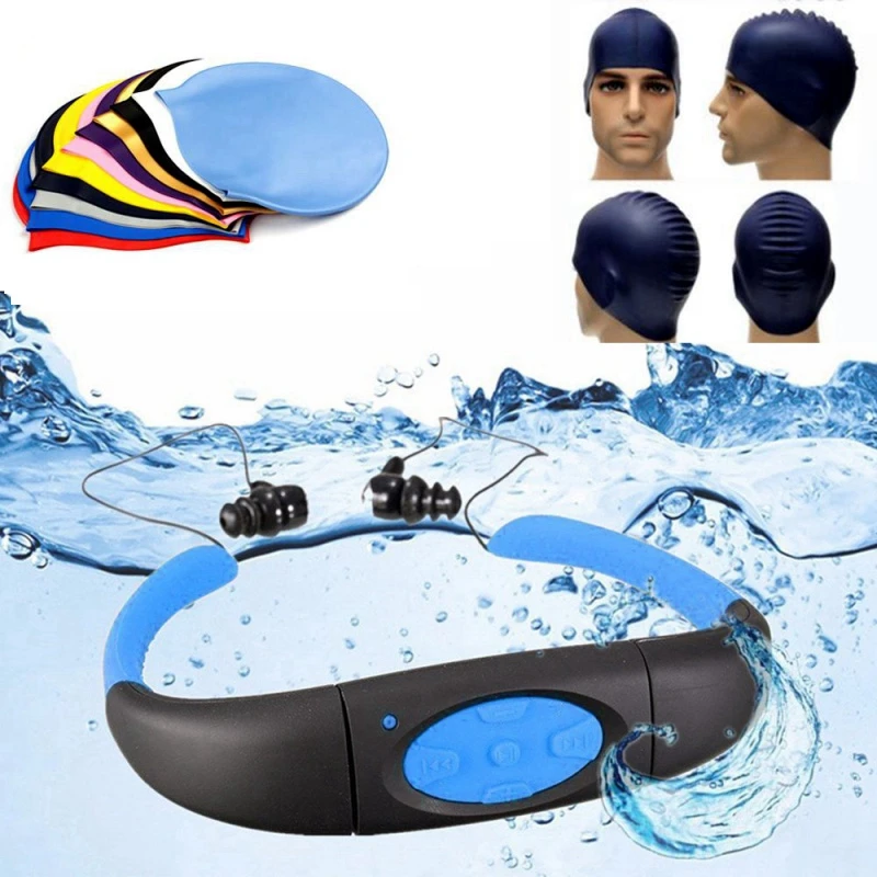 2018 Swim cap Waterproof Sports MP3 Music Player FM Radio Stereo Audio