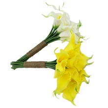Белый желтый искусственная Калла Лилия ручной цветок студия Место Съемки невесты Женат
