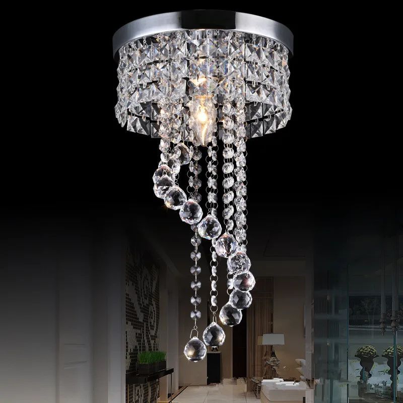 

Modern Silver Chrome LED Crystal Chandelier Light Fitting Living Room lamp Pendant Fixtures Kitchen Lighting