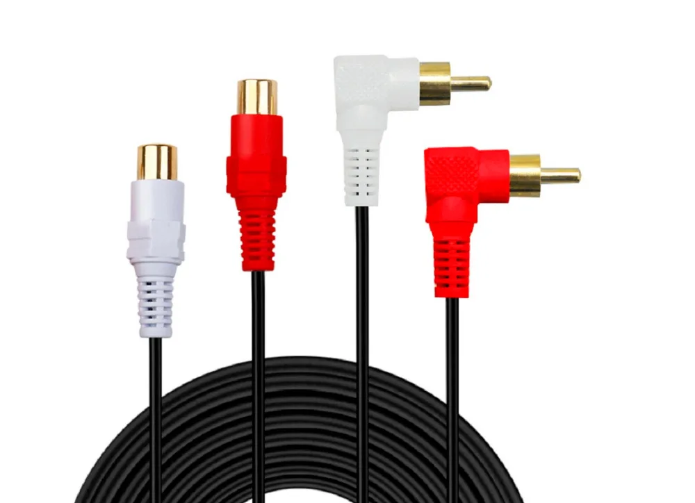Lbsc Premium Gold Plated 2 Rca Male To Rca Female Audio Extension Cable (red & White) Audio
