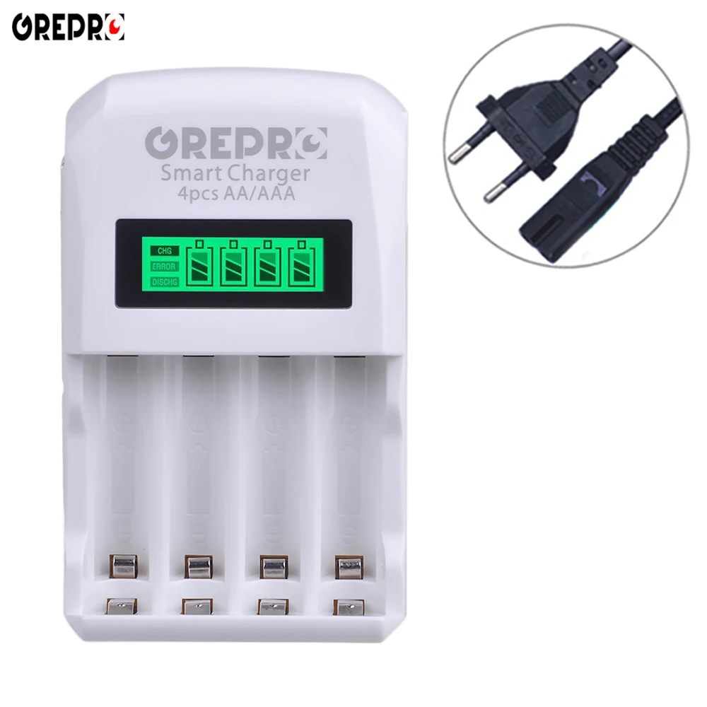 

GREPRO 4-Slots Speedy LCD Display Smart Battery Charger for AA/AAA Rechargeable Batteries AA/AAA/Ni-Cd/Ni-MH