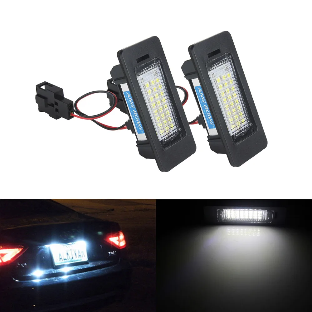 

ANGRONG 18 SMD White LED License Number Plate Light Lamp For VW Golf MK6 Jetta Passat B6 Sharan Touareg Touran (CA120)