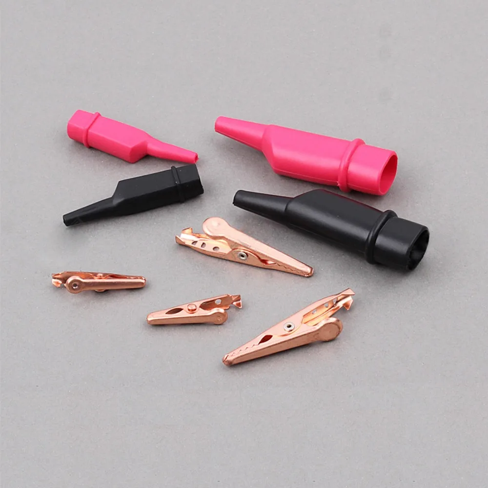 

10PCS Copper crocodile alligator clips insulated wire cable clips with protective jack absolutely safe for electrical testing
