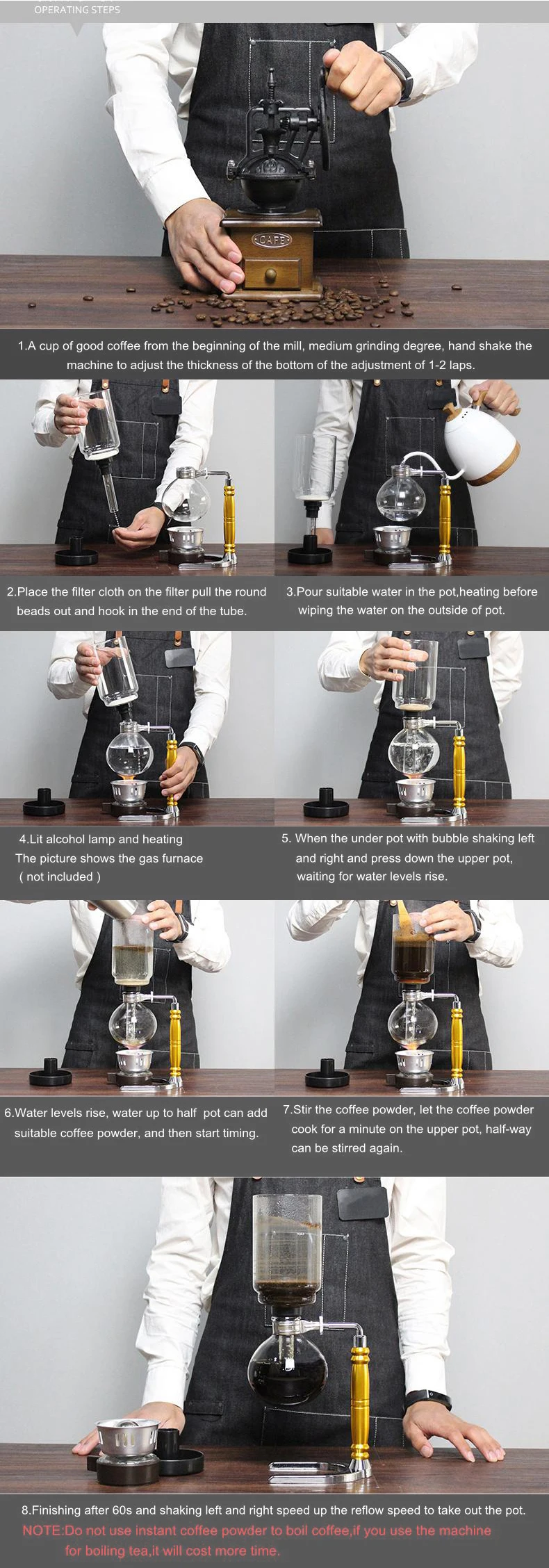 Japanese Siphon Coffee Maker Hand Tea Siphon Pot Vacuum Coffeemaker New Home Glass Machine Coffee Makers With filter 3cup 5cups