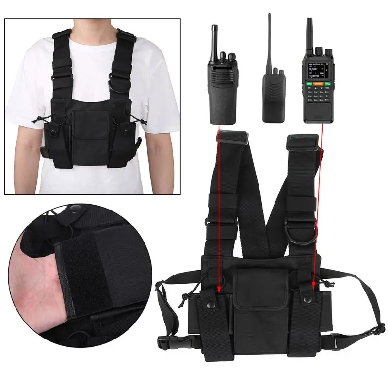 

Chest Harness Chest Front Pack Pouch Holster Vest Rig Carry for Two Way Radio for Baofeng TYT Wouxun Motorola Walkie Talkie