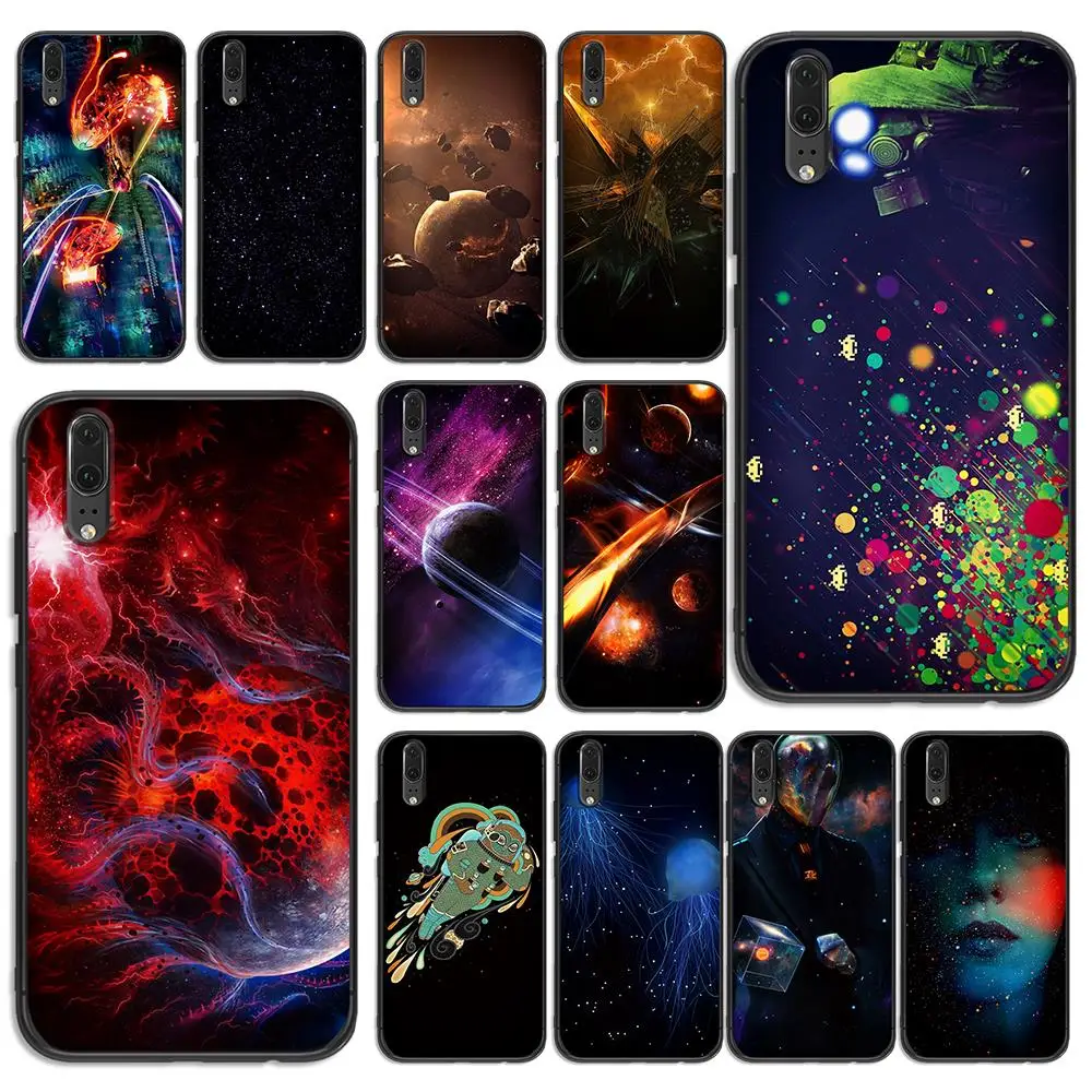Abstract art of space soft phone for Huawei P8 P9 P10 P20 P30 Lite Pro P Smart 2016 2019 TPU Soft Silicone | Мобильные телефоны и