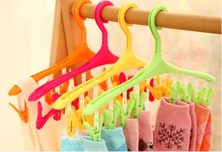 Hangerworld Multi functional Plastic Socks Hangers, vest Hooks (4