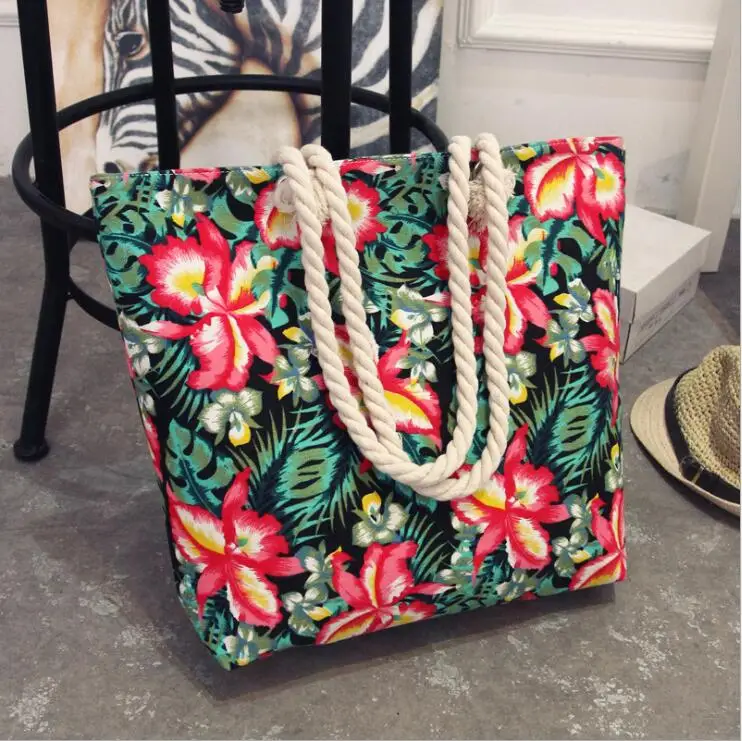 Fashion Folding Women Big Size Handbag Tote Ladies Casual Flower Printing Canvas Graffiti Shoulder Bag Beach Bolsa Feminina best wristlet wallet Totes