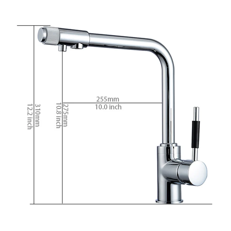 Fapully Kitchen Faucet with Filtered Water Chrome Mixer Crane 3 way hot and cold Silver Brass Faucet Sink Tap Faucets 702-33C
