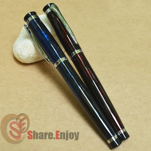 

2 PCS BAOER 508 MAGIC BLUE / WINE ROLLER BALL PEN SILVER TRIM AND CLIP FREE SHIPPING