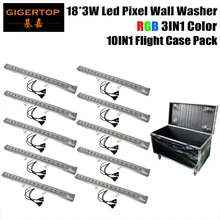 Gigertop TP-WP1803A в серебряном корпусе, 18X3W 3 в 1 Tri Цвет(RGB) светодиодный прожекторы бар Цвет индивидуальных Управление гладкая светодиодный диммер