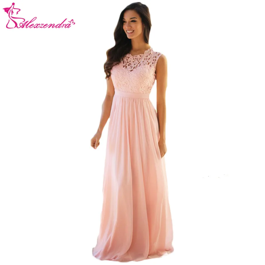 Александра Розовый линия шифоновое Платья Плюс Размеры кружева элегантные вечерние платья вечерние платье Настроить