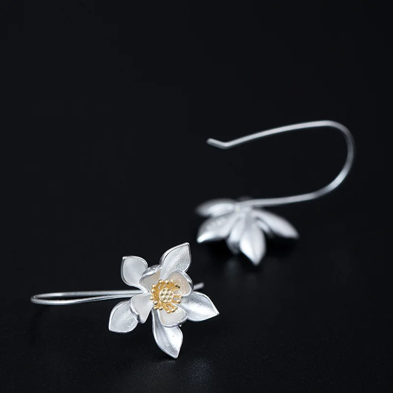 

S925 Sterling Silver Stud Earrings for Women Daisy Eardrop Fine Jewelry Bride Wedding Luxury Vintage Bijouterie Anting Wanita