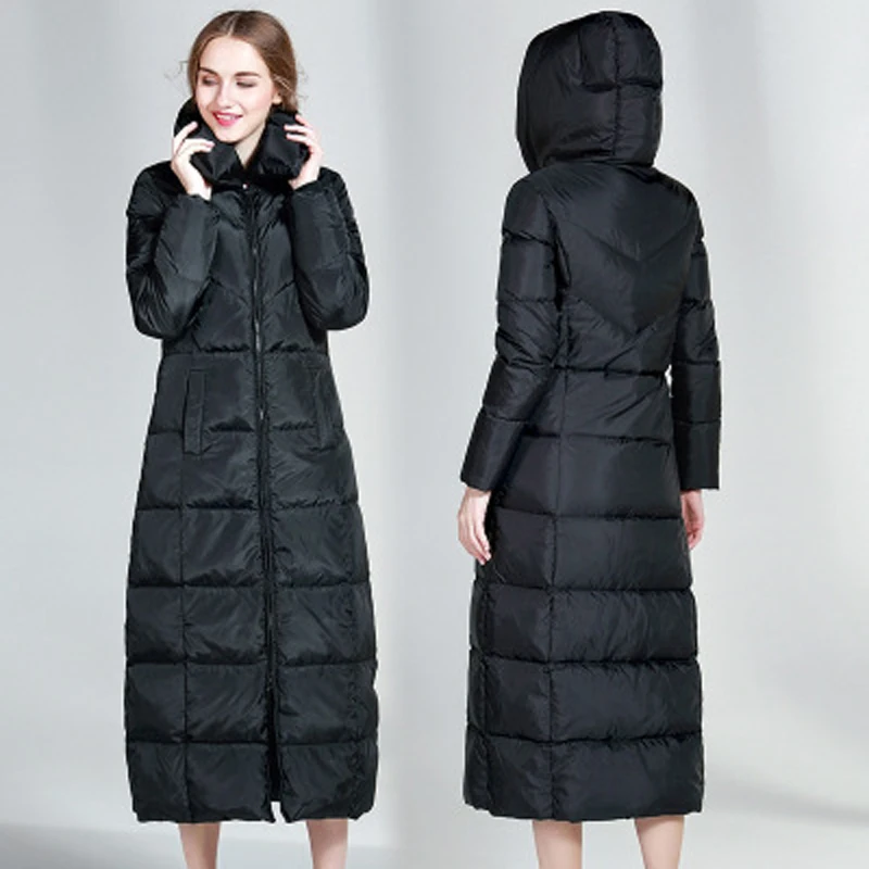 

SoftFox Newest winter duck down jacket 100% duck down women long coat parkas Warm Clothe Full Sleeve High Quality Free Ship