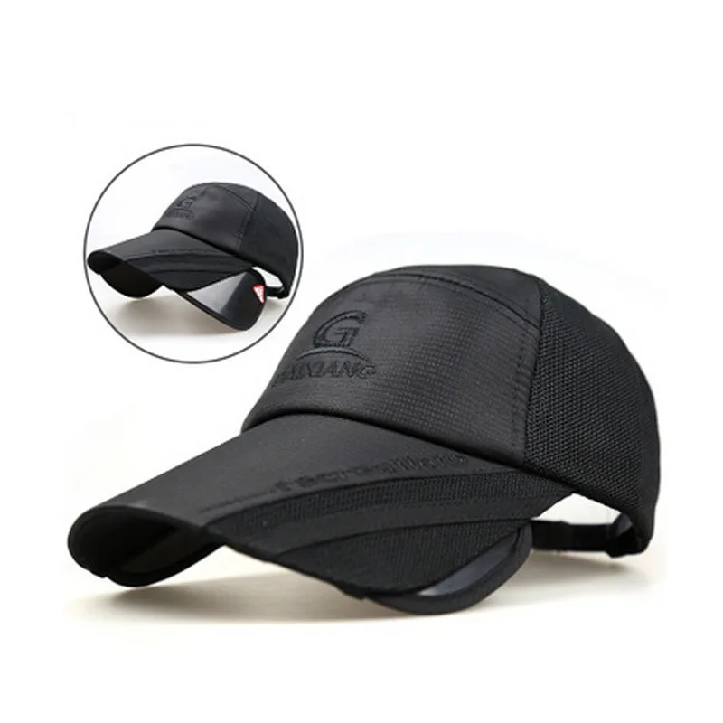 Солнцезащитная шляпа для мужчин, летняя пустая верхняя бейсболка для рыбалки, Женская Выдвижная солнцезащитная Кепка, кепка для рыбалки - Цвет: Черный
