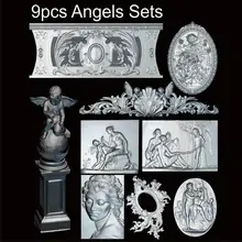 9pcs Angels 3d model STL relief for cnc STL format Angel 3d model for cnc stl relief artcam vectric aspire