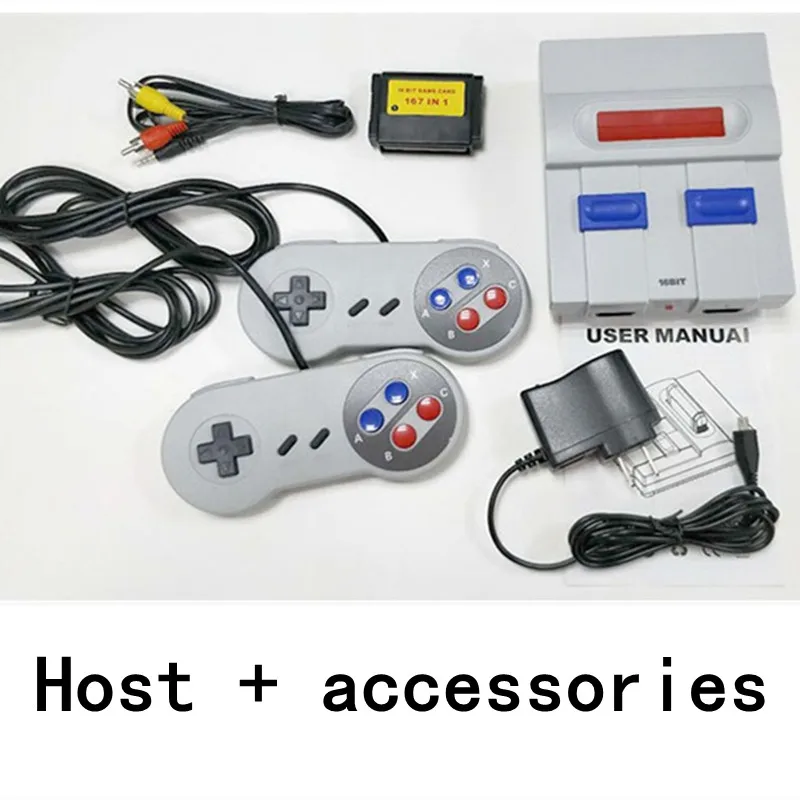 

16 bits classic nostalgic game console sUPER host with two gamepad gift games card AV mini TV retro home handheld controller 2