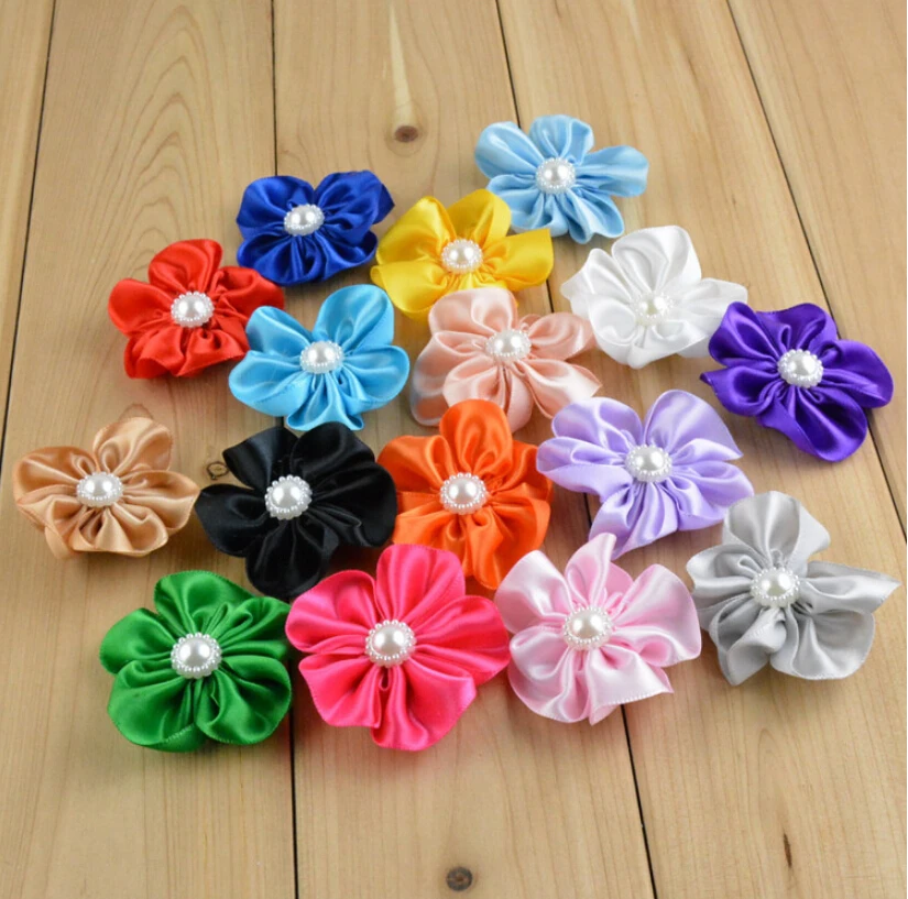 Атласная лента с лепестками и жемчугом 2 1 дюйма|satin ribbon flowers|ribbon flowersatin flowers |