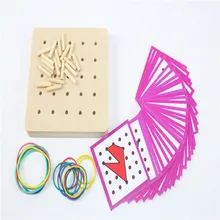 Baby Toy Montessori Creative Graphics Rubber Tie Nail Boards with Cards Childhood Education Preschool Kids Brinquedos Juguetes