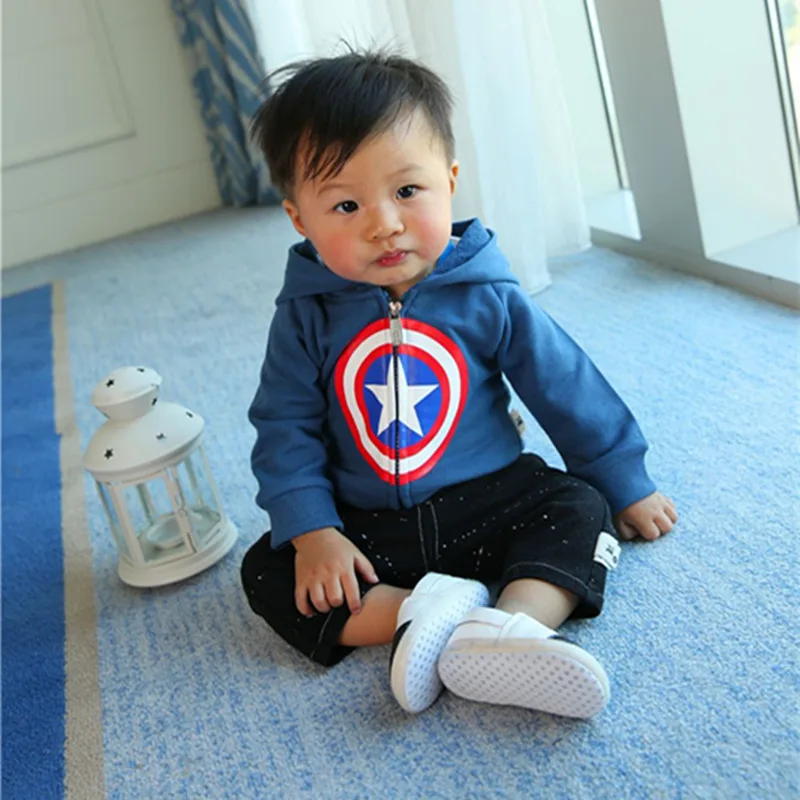 SFC-211 Sengfei/Новая Осенняя верхняя одежда детская одежда для маленьких мальчиков толстовка с капюшоном и принтом супергероев - Цвет: Blue
